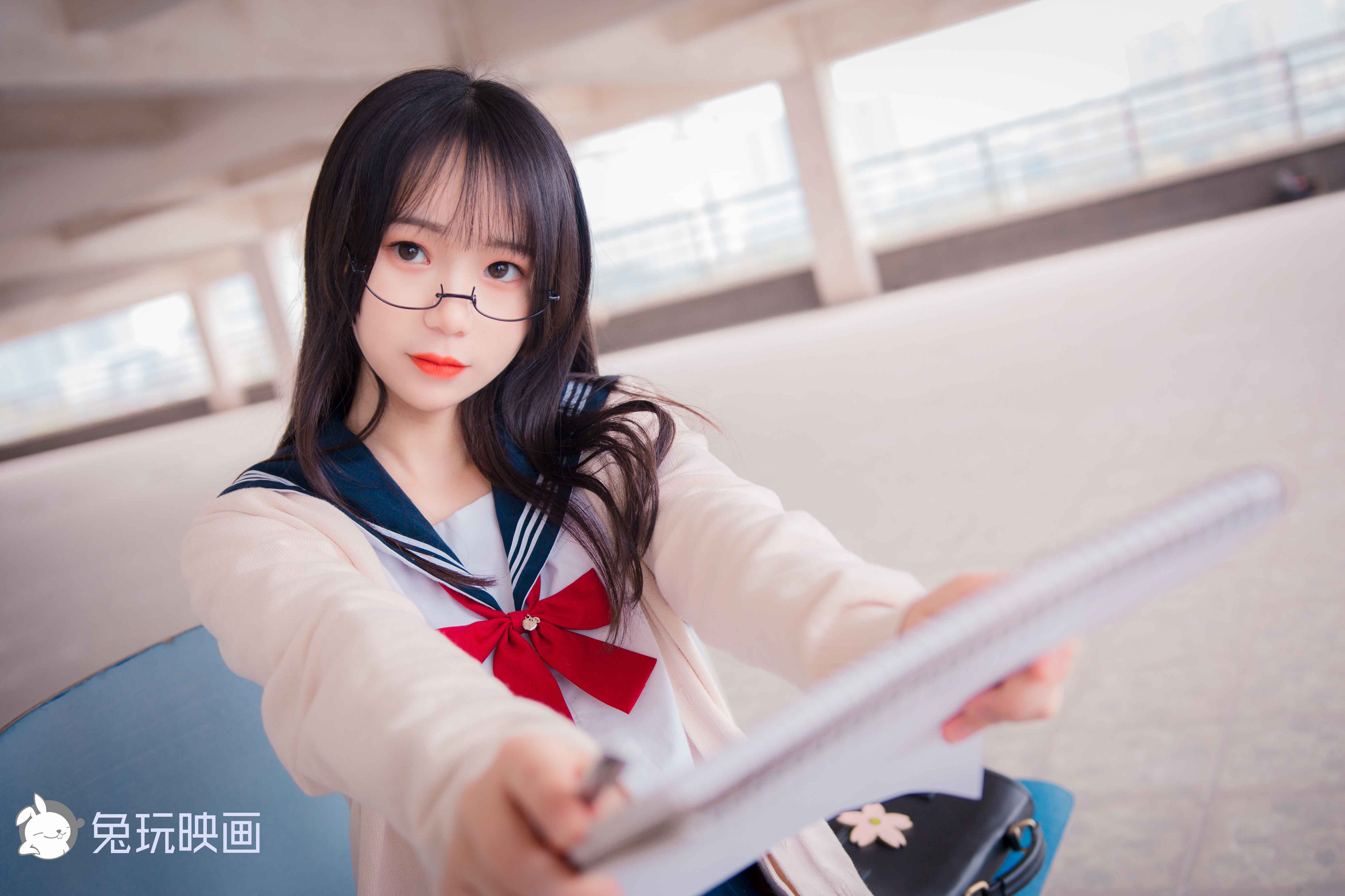 [兔玩映画]B97.002白丝眼镜娘插图1